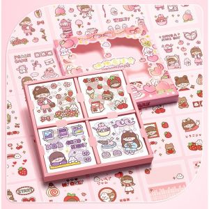Stiker VINJO Isi 20 40 100 Lembar Dekorasi Buku Journal Laptop Anak - Pesta Manis Nini - Stiker Lucu Tahan Air - 200 Lembar Unik(PINK+UNGU)