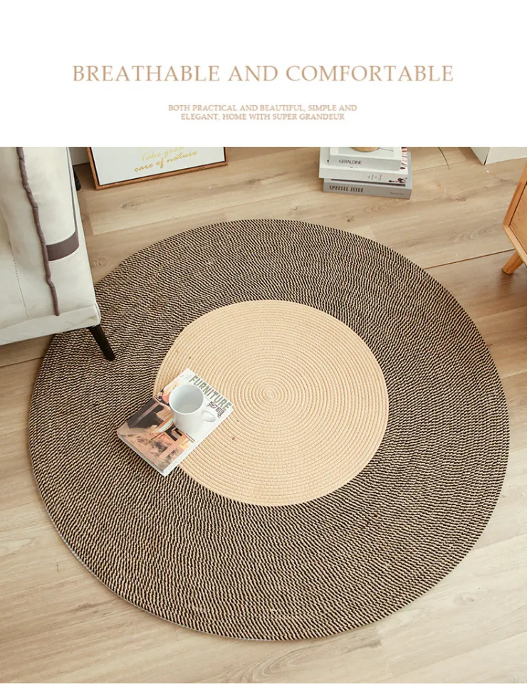 Jute Rug Hand Woven Round Area Rug Natural Floor Mat - Rustic