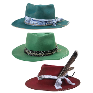 Wool Fedoras Panama Hat Exotic Distressed Homburg for Women Men Photo Props Western for Stage Live Show Headwear