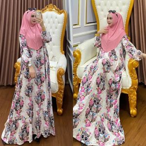 Gamis Set Hijab Rayon Diamond Mewah Murah Elegan 2025