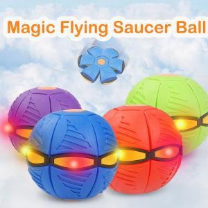 Magic Flying Saucer Ball Decompression Flat Throw Disc Ball LED Light Toy Outdoor Kids Sports Balls Kids Sports