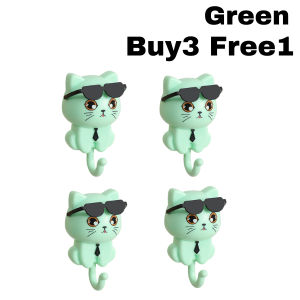 Cat Hooks Wall Hooks Cute Cat Key Hook With Sunglasses Adhesive Coat Hooks Key Holder For Wall Decoration可爱猫咪带墨镜卡通挂钩