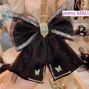 yemu MALL กิ๊บผ้าคริสตัลพลอยเทียมผีเสื้อกิ๊บติดผมห่วงตาข่ายสำหรับผู้หญิงเครื่องประดับผมแฟชั่นสไตล์เกาหลี