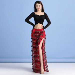 Belly dance clothing womens new practice dance clothes sequined tassel skirt dance suit