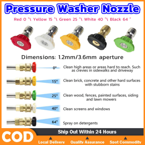 Stainless Steel Quick Connect Pressure Washer Nozzle 0 15 25 40 64 Degree Nozzles Durable