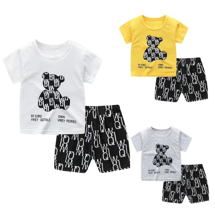 kokepope (6M-4Y) Boys Girls Tshirt Shorts Piece Set Pajamas Terno for  Kids Pajama for Boys Girls Lazada PH