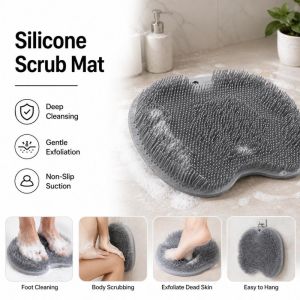 Non-Slip Silicone Foot Scrubber Massager Pad Shower Cleaning Massage Mat Back Brush Massager