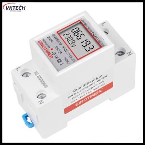 【Vktech】 Digital Electricity Usage Monitor LCD Display 220V 230V Electricity Consumption Monitor Din Rail 50 60Hz Super Energy Saving for Home Or Business 【1-3 days Delivery】