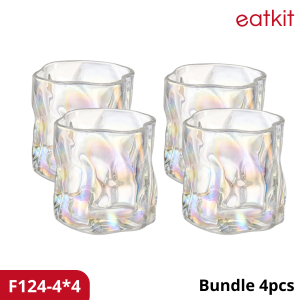 eatkit Gelas Kaca Aesthetic Gaya Jepang | Glass Single Rocks Abstract Glass Cup | Gelas Air Minum 180ML