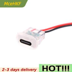 MceHKF 2pin USB Type C Input Type Charging Socket With LED Lights Plate Waterproof USB-C Power Port TYPE-C Female Connector Jack