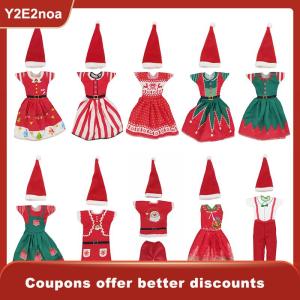 【Y2E2noa】 Christmas Dress Outfit Dress Hats for 11 inch 30cm Doll Clothes Doll Accessories