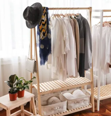 Giá treo quần áo Morning House màu gỗ tự nhiên có thể tháo lắp ráp tiện lợi chân kệ chữ A cứng cáp để được hơn 40 bộ đồ chất liệu gỗ thông nhập khẩu đóng gói carton- Kệ Chữ A Kệ Treo Quần Áo Bằng Gỗ Thông Mỹ Chữ A