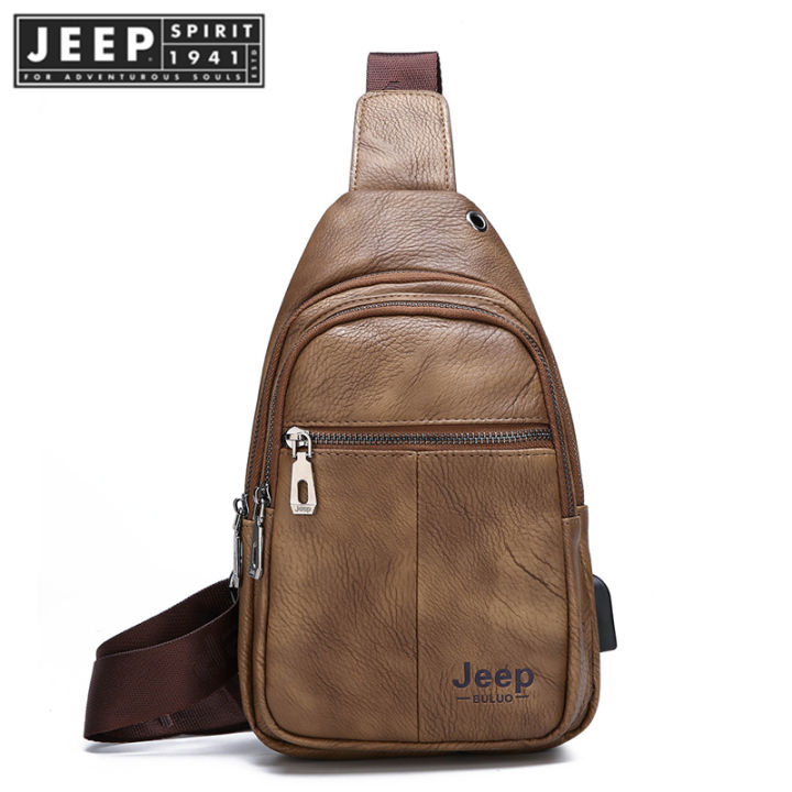 JEEP SPIRIT 1941 ESTD Men's Fashion Waist Bag Casual Leather