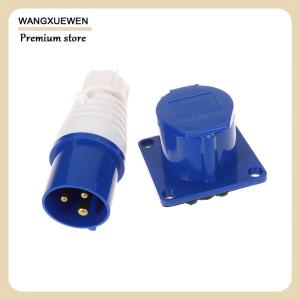 [COD] 220V 16A 3 Pin Industrial Waterproof Plugs Socket Male Female Connector IP44 2P