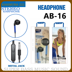 Handsfree + Mc AB-16 Headset Stereo Earphone Music Sound Hifi Super Bass