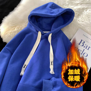 COD  Trend Lelaki Sweater Klein Blue ins Tambah Bulu Musim Luruh dan Musim Sejuk Bahagian Atas Kot Luar Bertudung Longgar dan Serba Boleh  CNN