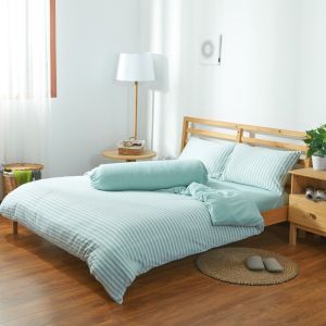 Cotton Pure™ Pale Green Stripe Jersey Cotton Fitted Sheet Set