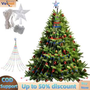 【Vodool Auto Center】 LED Waterfall Tree Lights with Topper Star for Wedding Party Home Holiday Decor