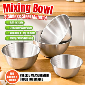 Auzak Mixing Bowl for Baking Stainless Steel Bowl Multifunctional Fruit Salad Bowl With Measurements 1Pcs