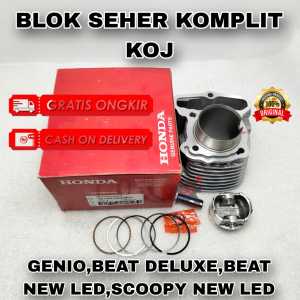 BLOK SEHER HONDA KOJ CYLINDER PISTON KIT GENIO BEAT SCOOPY NEW LED ASLI ORIGINAL HONDA AHM