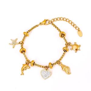 Dainty Crosses Chain Bracelet Chic Rhinestones Inlayed Pendant Bracelet with Adjustable Chain for Women Ladies