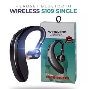Headset S109 nirkabel olahraga bisnis Earbud Mini HIFI Bass musik kait telinga Bluetooth 5.0 Earphone dengan Mic penghilang kebisingan dalam telinga kompatibel dengan iPhone Android