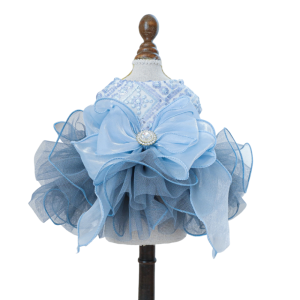 OUTOPEN Soft Pet Princess Dress Fluffy Cute Pet Costume Puppy Gown Blue Puppy Fairy Skirt Birthday Party