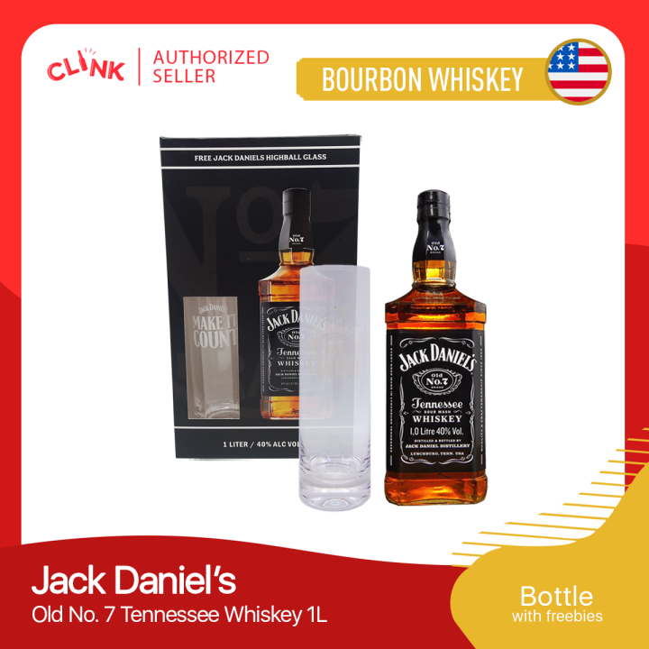 Jack Daniel's Old No. 7 Tennessee Whiskey 1L with Highball Glass ...
