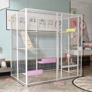 PaPaPet Extra Large Cat Cage Indoor Metal Cat House Spacious Pet Enclosure with Customizable Interior - Cage Only All Accessories Sold Separately