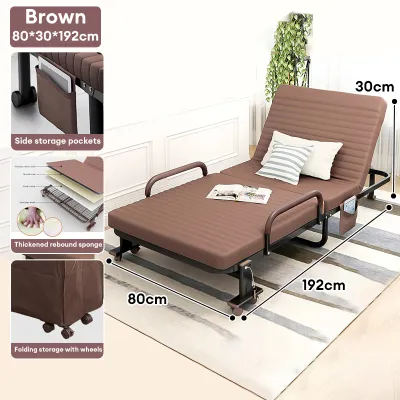NAIJIA Luxury Folding Bed Rest Chair Foldable Bed Single Lunch Office 2M Portable Pearl Cotton Coffee Metal Folding Bed Household 折叠床