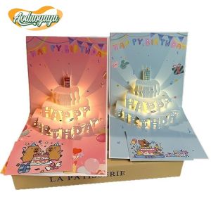 AODUOYAYA 3D Pop Up Capybara Birthday Greeting Card Music & LED Light Surprise Blessing Card