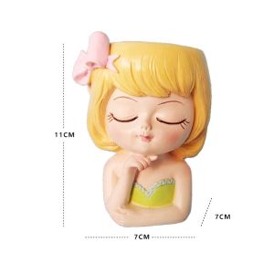 MMLUCK Cartoon Face Planters Pots Resin Girl Statue Succulent Planter Pot Vases Nordic Fairy Flowerpot Outdoor Gardens