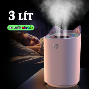 Máy Tạo Ẩm Phun Sương K7 Cỡ Lớn Dung Tích 3000ML Tích Hợp đèn Led 7 Màu 2 Vòi Phun Kiểu Dáng Sang Trọng Tai Mèo