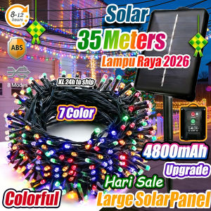 🔥24H Delivery🔥Lampu Raya Solar 35M 400LED Kelip-Kelip Waterproof LED Fairy Lights Warm White Colourful Outdoor Garden