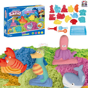 [SG Seller]Soft Dynamic Kinetic Magic Sand Play Set Colorful Space Sand With Fruit Molds Safe Non-Toxic Toddler Sensory Toy