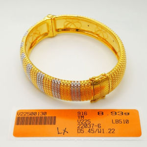 Yon Hing Gelang Tangan Fashion 2 Tone Design Kosong (5D) Emas 916