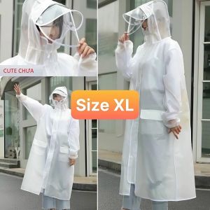 Áo mưa măng tô trong suốt cao cấp có kính chắn – thiết kế thời trang che phủ toàn thân tiện dụng