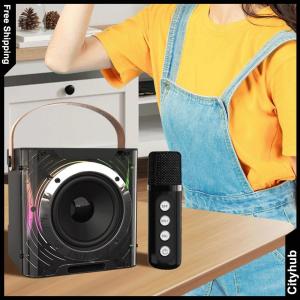 【VIP】 Wireless Karaoke Speaker with Dual Microphones Stereo Surround Speaker Music Rhythm Light Subwoofer Music Player for Outdoor Picnic