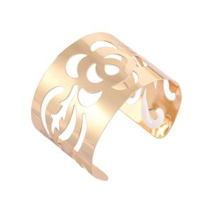 Rhombus Flower Leaf Alloy Bracelet Cuff Designs Bracelet with Open Designs and Leaf Accent for Trendy Outfits