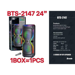 BTS-2147 Outdoor karaoke speakers Dual 12 inch Bluetooth Party Speakerwith rechargeable mic