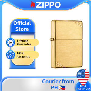 Zippo Vintage Series Repli-ca with Slashes Brushed Brass Windproof Pocket Lighter | Zippo 240 (Lighter Without Fuel Inside)