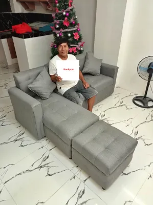 SOFA SET L SHAPE GREY FABRIC URATEX FOAM / COD ONLY !!!!