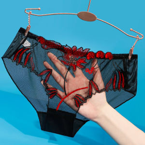 Beautyer Women Underwear Lace Mesh Transparent Breathable Large Size Briefs Underpants COD