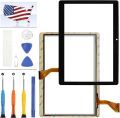New for 10.1" Dragon Touch K10 Tablet Screen Replacement Camera Hole 12CM Touchscreen Panel Digitizer Parts Kits with Adhedive Tape + Repair Tools (Not LCD Display) (Black). 