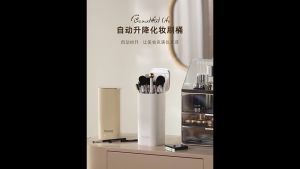 【SG Stock】Beauté Auto-Lid Dustproof Makeup Brush Organizer/ Airtight Brush Holder with Gold Button/ Waterproof Portable Vanity S
