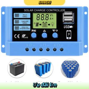 SHNGki 30A 20A 10A năng lượng mặt trời CHARGE CONTROLLER 12V 24V tự động panel năng lượng mặt trời PV LCD điều khiển cho chì-axit pin pin lithium kép USB