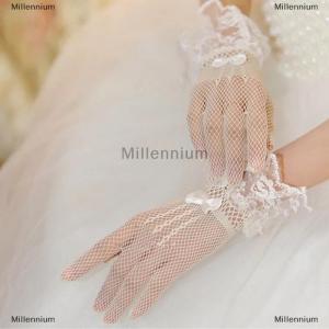 [COD] Millennium Women Vintage Sheer Short Lace Gloves Bride Wedding Gloves Derby Tea Party Wrist Length Floral Gloves for Dinner Fancy Costume Accessories Gloves