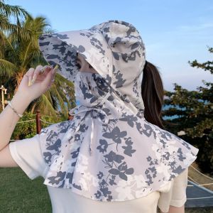 GOXBERK Chống nắng Mũ hái trà In Chống tia UV Mũ bảo vệ cổ Thường ngày nạ Mũ khăn choàng che nắng Công việc trang trại