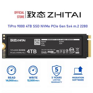 ZHITAI TiPro9000 4TB SSD NVMe PCIe Gen5.0x4 m.2 2280 Read 14000MB/s with DRAM and Detachable Heatsink