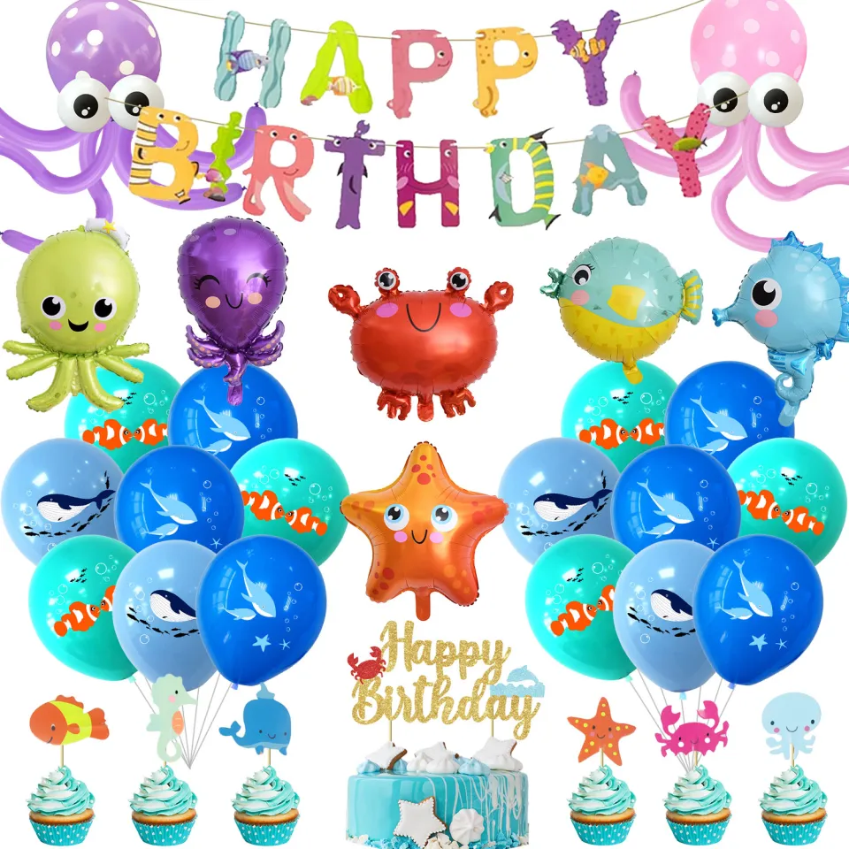 Cheereveal Ocean Animals Birthday Party Decoration, Under the Sea Birthday  Party Decorations, Underwater Animals Sign Party Supplies, Marine Theme  Under the Sea Party Decor for Girls Boys